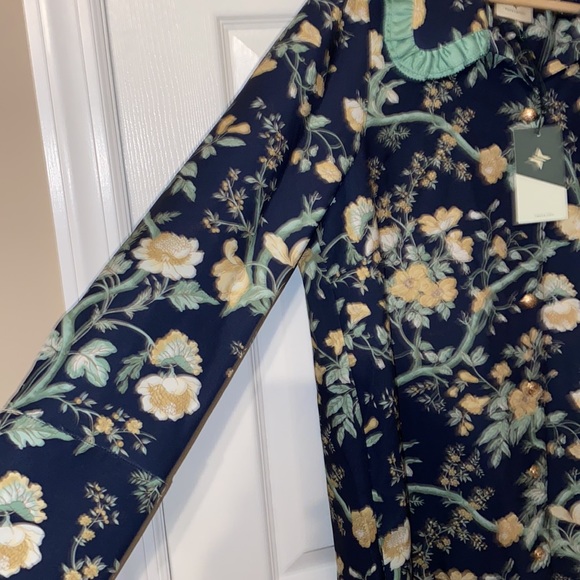 Tuckernuck Night Bloom Twiggy Dress With Green Trim And Gold Buttons - Picture 5 of 9